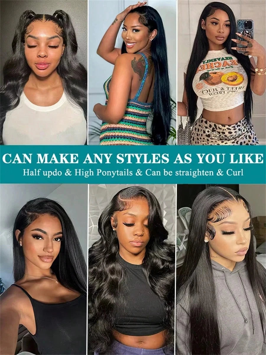 13x4 13x6 5x5 HD Transparent Lace Front Human Bling Hair Wigs For Women Pre Plucked Brazilian 36 30in Straight Lace Closure Wigs