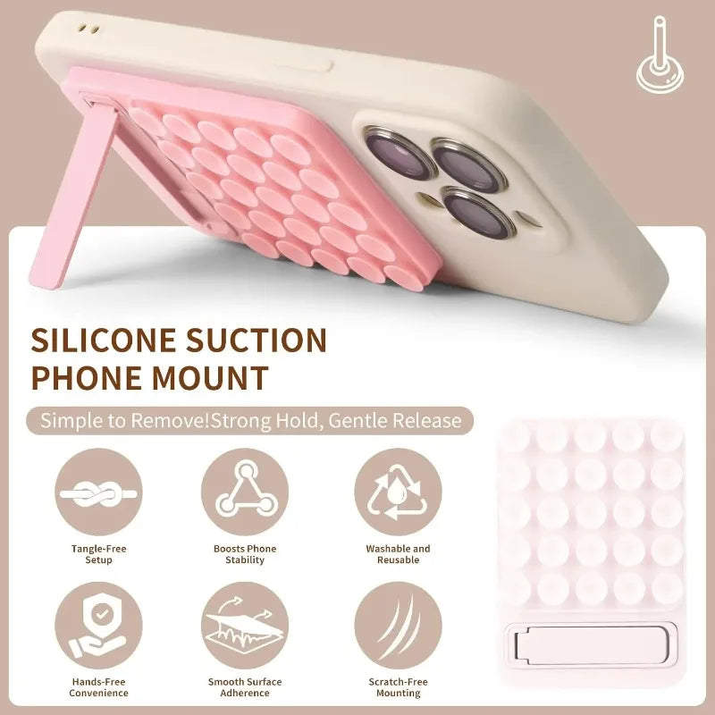 Silicone Suction Cup Phone Holder Waterproof Shower Mirror Wall Mount Sticky Foldable Stand for iPhone Android Accessories