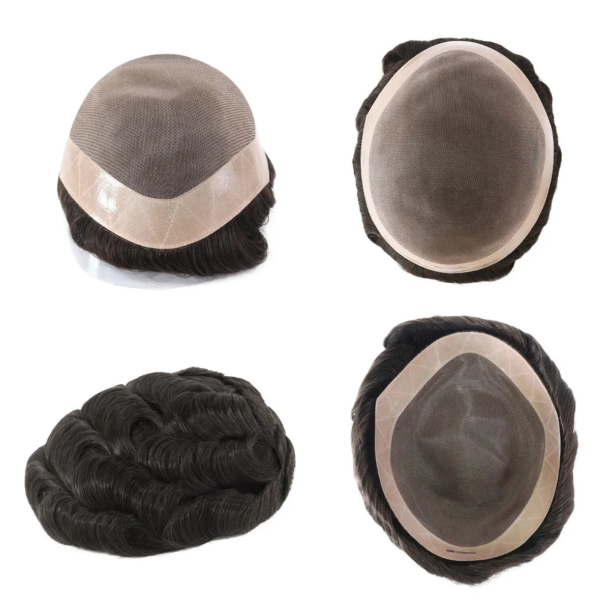 100% Human Hair Men's Toupee Fine Mono Base With Poly Skin Around Natural Men's Hair Replacement system Durable Wigs for Men