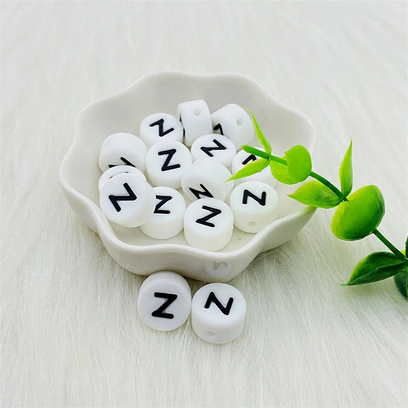 100pcs Silicone 12mm Letter Beads Bpa Free Oblate Molar Beads Baby Teether DIY Baby Pacifier Personalized Accessories Toy