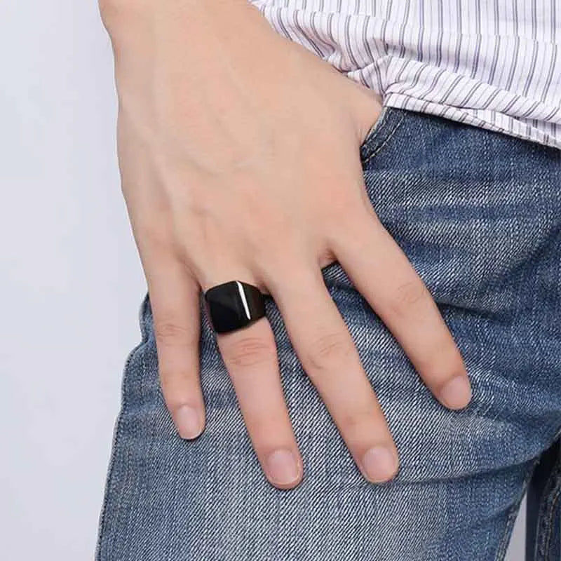 2025 Fashion Jewelry Square Rings for Men Accessories Anniversary Wedding Party Gift Trendy Geometric Men Rings
