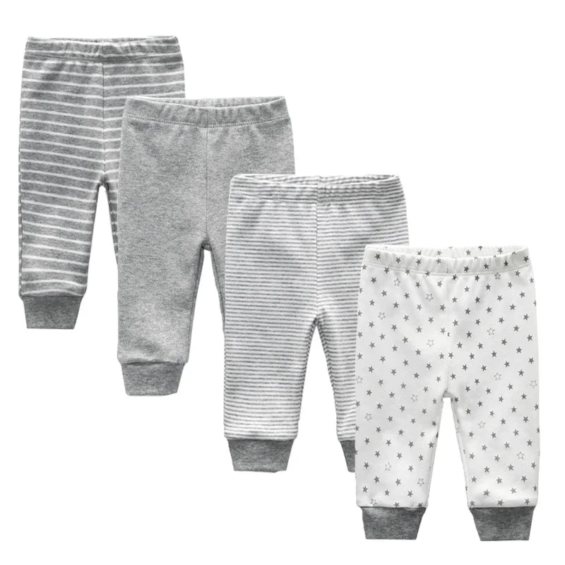 Newborn Solid 3/4PCS Baby Pants 100%Cotton Cartoon Soft Accessories Baby Boy Trousers Pants 0-24M Baby Girl Pants Four Seasons