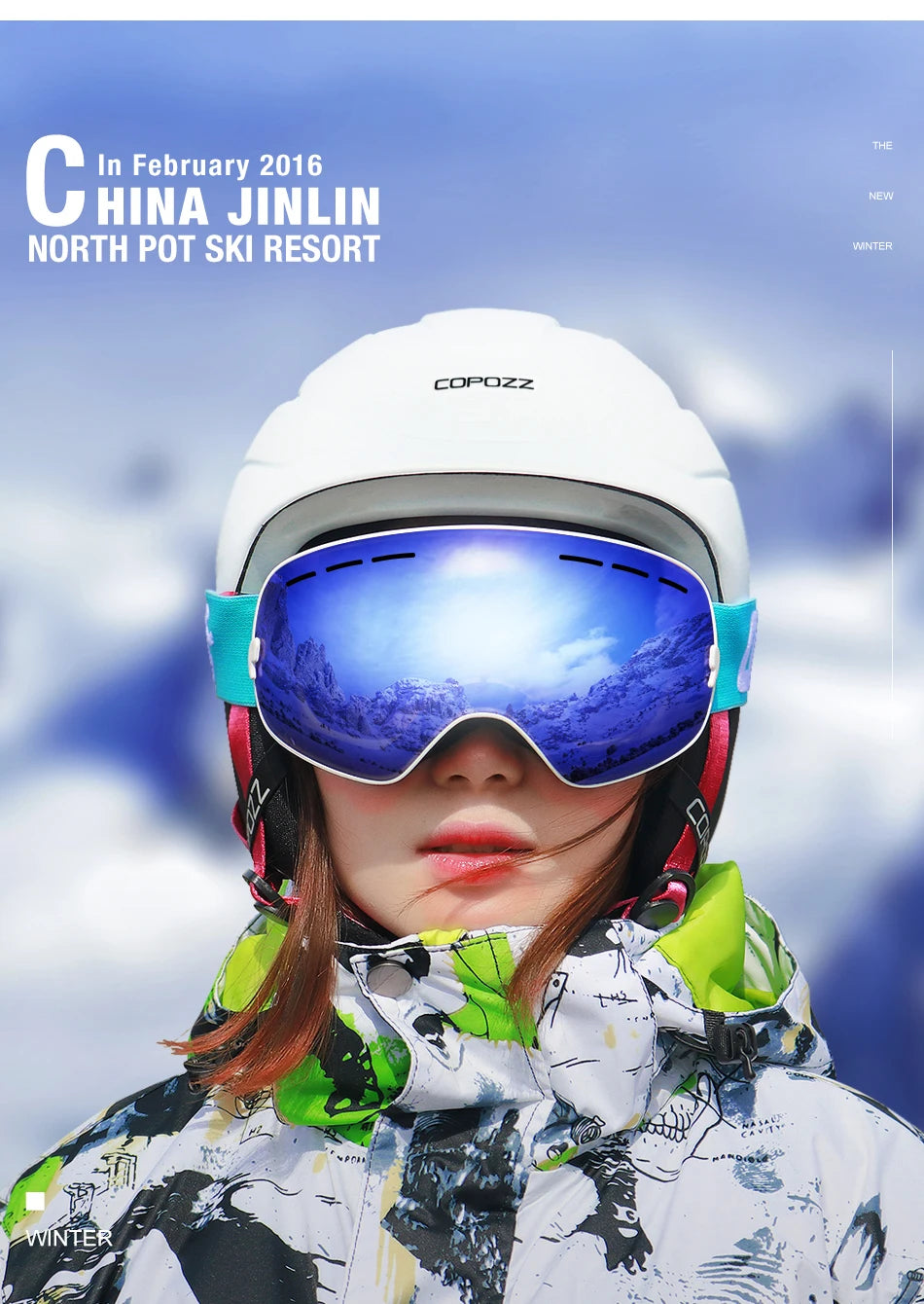 COPOZZ Brand Ski Goggles Men Women Snowboard Goggles Glasses For Skiing UV400 Protection Skiing Snow Glasses Anti-Fog Ski Mask