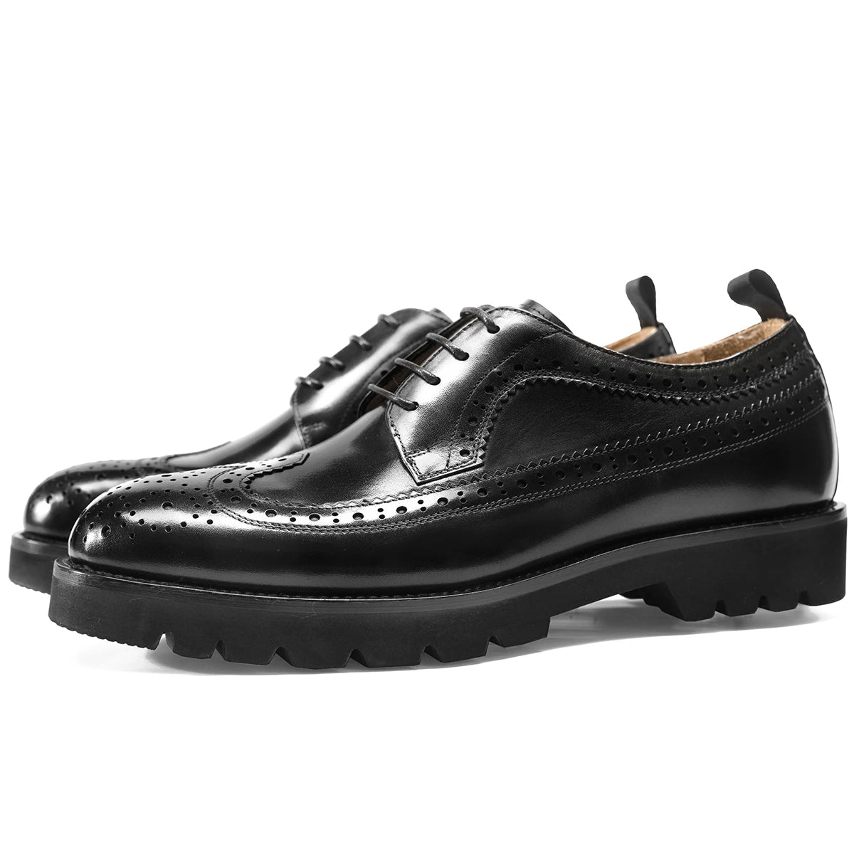 British Style Vintage Carved Business Genuine Leather Handmade Lace up Wedding Breathable  Dress Shoes for Men