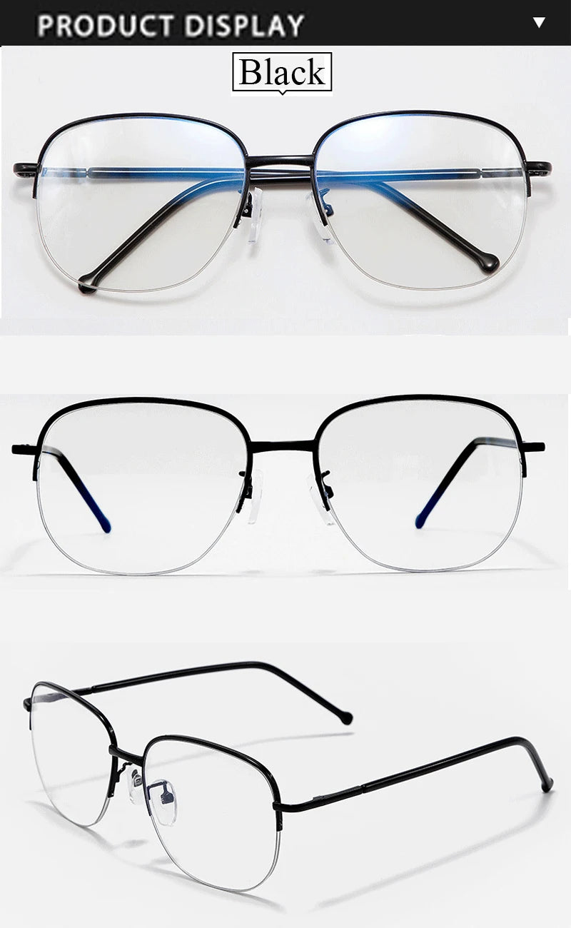 Smart zoom Multifocal Reading Glasses Men Women Progressive Anti Blue Ray UV Protect Hyperopia Glasses Half Frame Metal Titanium