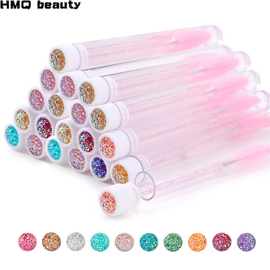 50Pcs Eyelash Brush Mascara Tube Crystal Eyebrow Brushes Disposable Comb Dust-proof Lash Extension Supplies Cosmetic Makeup Tool