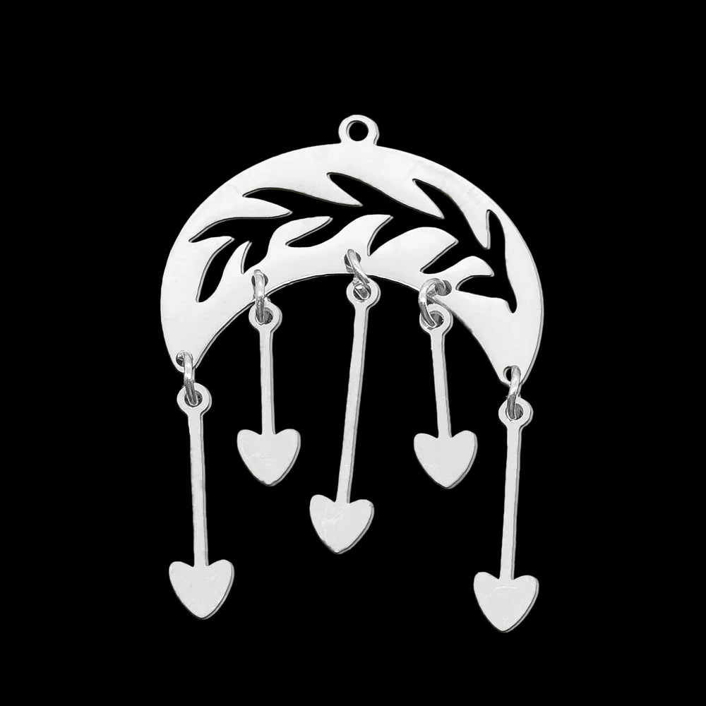 10pcs/lot Hollow Lotus Rose Flower DIY Charms 316 Stainless Steel Women Wholesale Jewelry Round Leaf Tassels Necklace Pendant