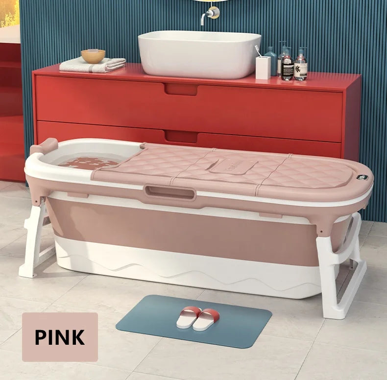 Newest OEM Large Food Grade PP Eco-Friendly Movable Portable Folding Bathtub Bucket with Lid for Adult Spa Use