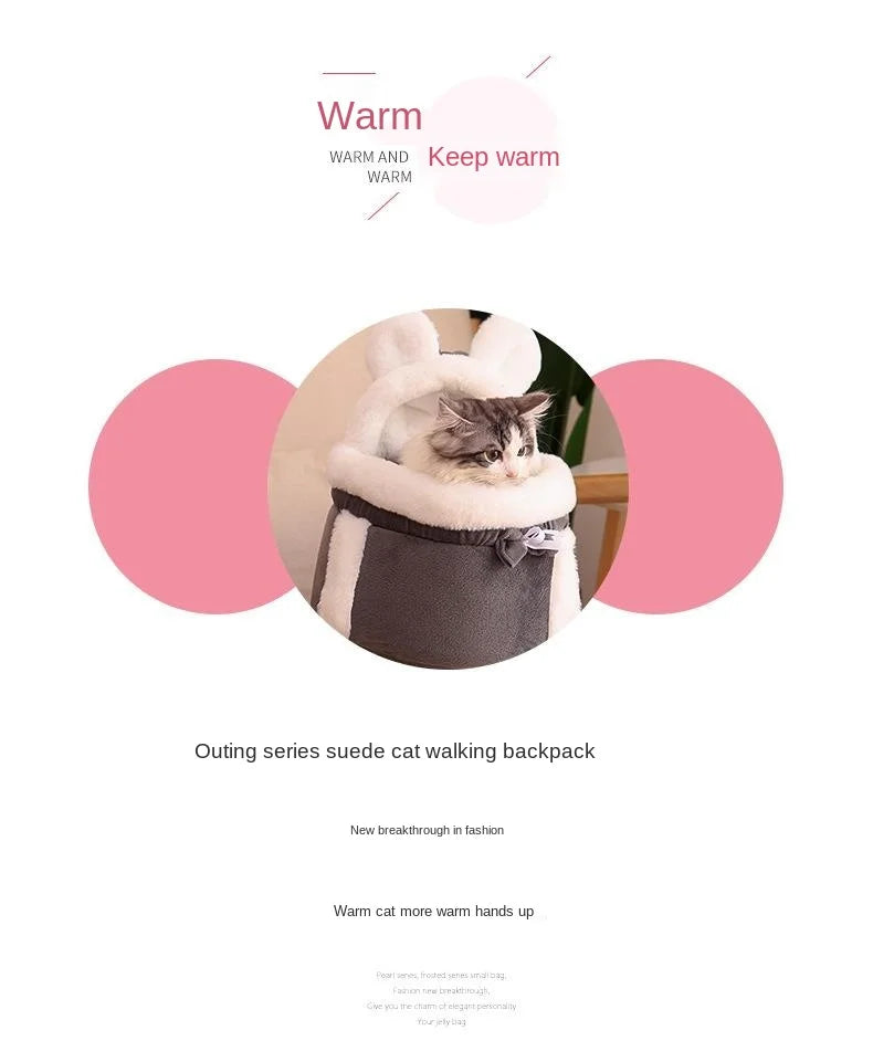 Lovely Pet Carrying Dog Cat Carrier Backpack Warn Plush Travel Bag Chest Pack Breathable Cat Animal Transport Backpack