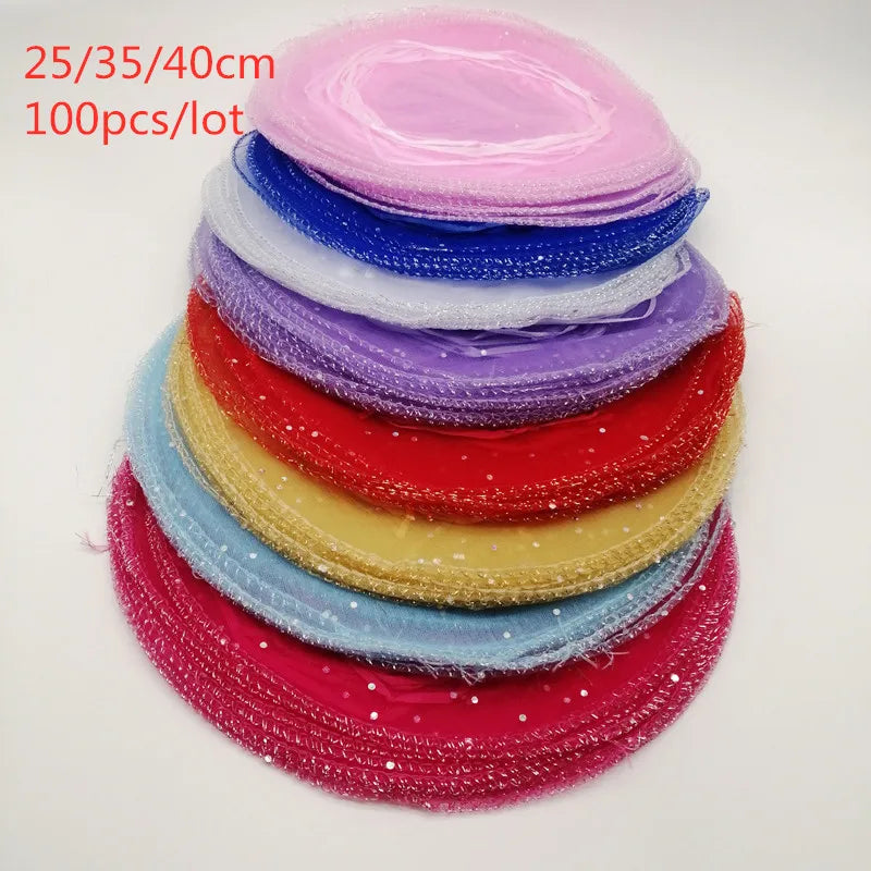 100pcs Diameter 25cm/35cm/40cm Round Drawstring Organza Jewelry Bags Jewellery Bag Jewelry Pouches Jewelry Packaging Display Bag