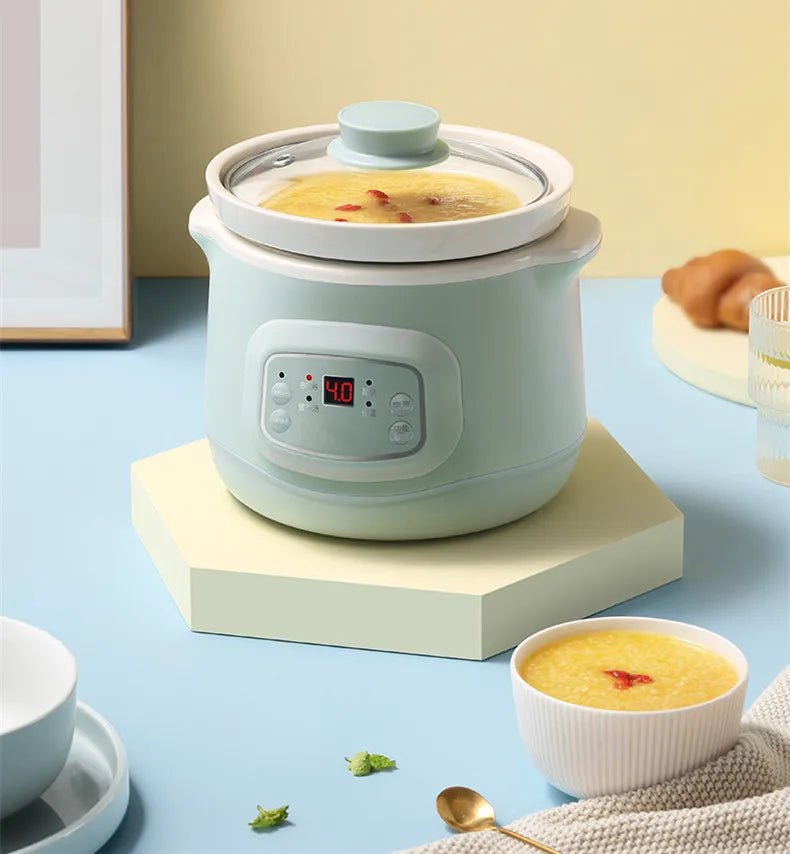 220V 1L Mini Electric Stewing Pot Ceramic Inner Multi Cooker Household Automatic Electric Slow Stewer