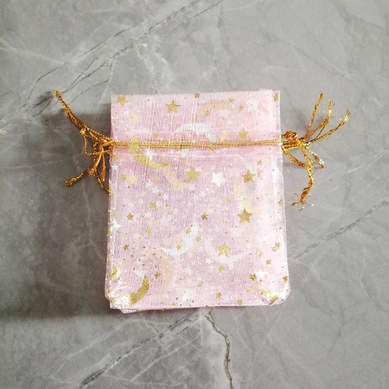 500pcs Star Moon Organza Gift Bags Small Bag for Jewelry Pouch Mini Sachet Drawstring Storage Bag Jewelry Packaging Display Bags