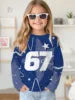 2025 Spring and Autumn Girls Korean Edition Loose Round Neck Long Sleeve T-shirt Top