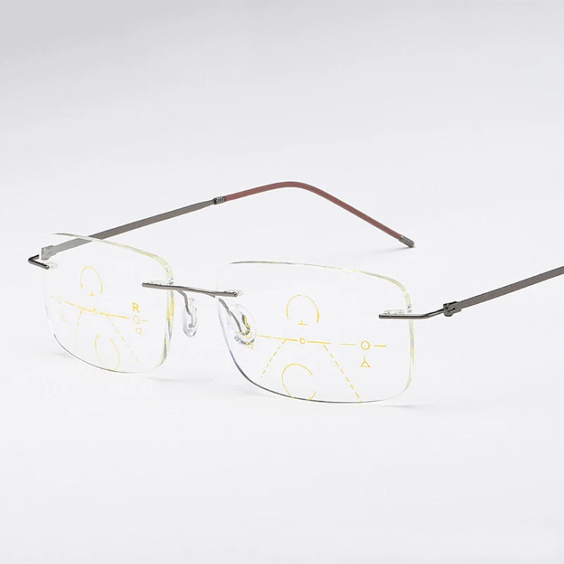 Business Frameless Progressive Multifocal Reading Glasses Men Smart Zoom Elderly Eyewear Women Anti-blue Presbyopic Glasses