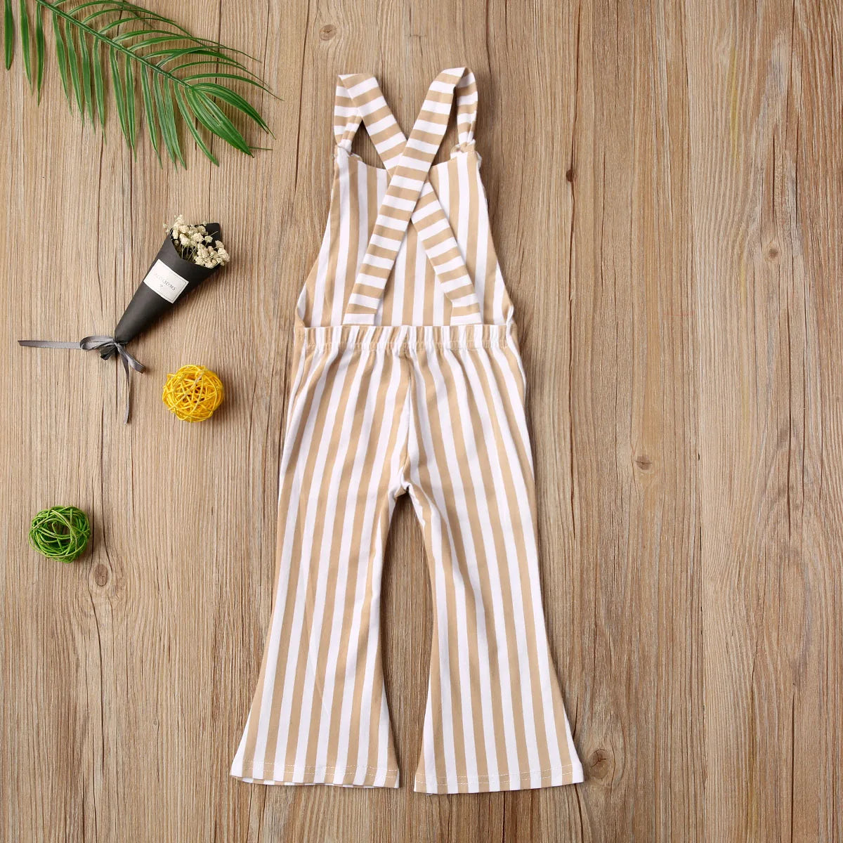 2025 New Toddler Kids Baby Girls Clothes Sleeveless Stripe Romper Jumpsuit Flare Long Pants Overalls Summer Fall Kids Clothing