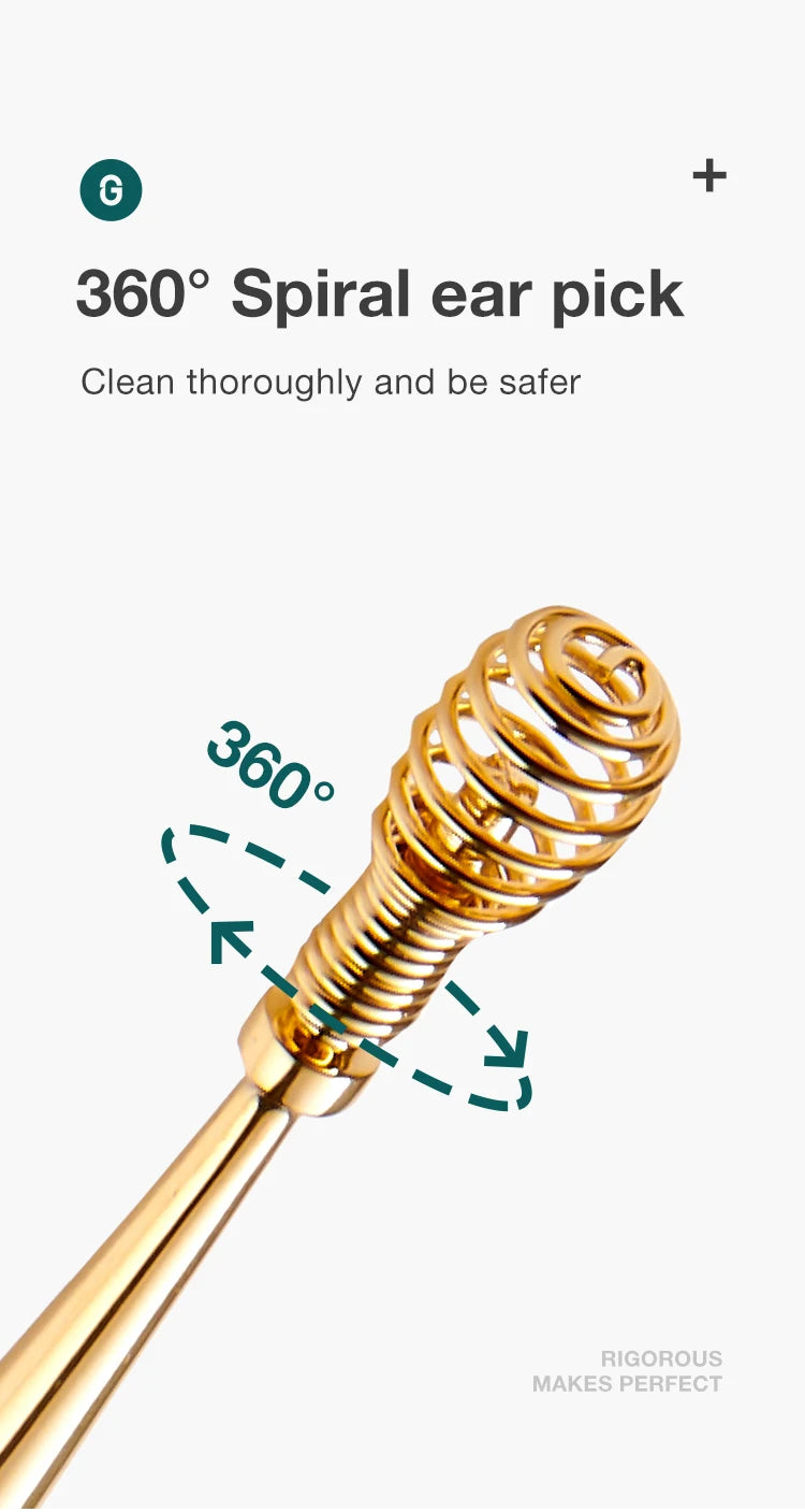 MR.GREEN Ear Wax Removal 360° Spiral Massage Ear Pick Ear Canal Cleaner Stainless Steel Flexible Design Ear Care Tools