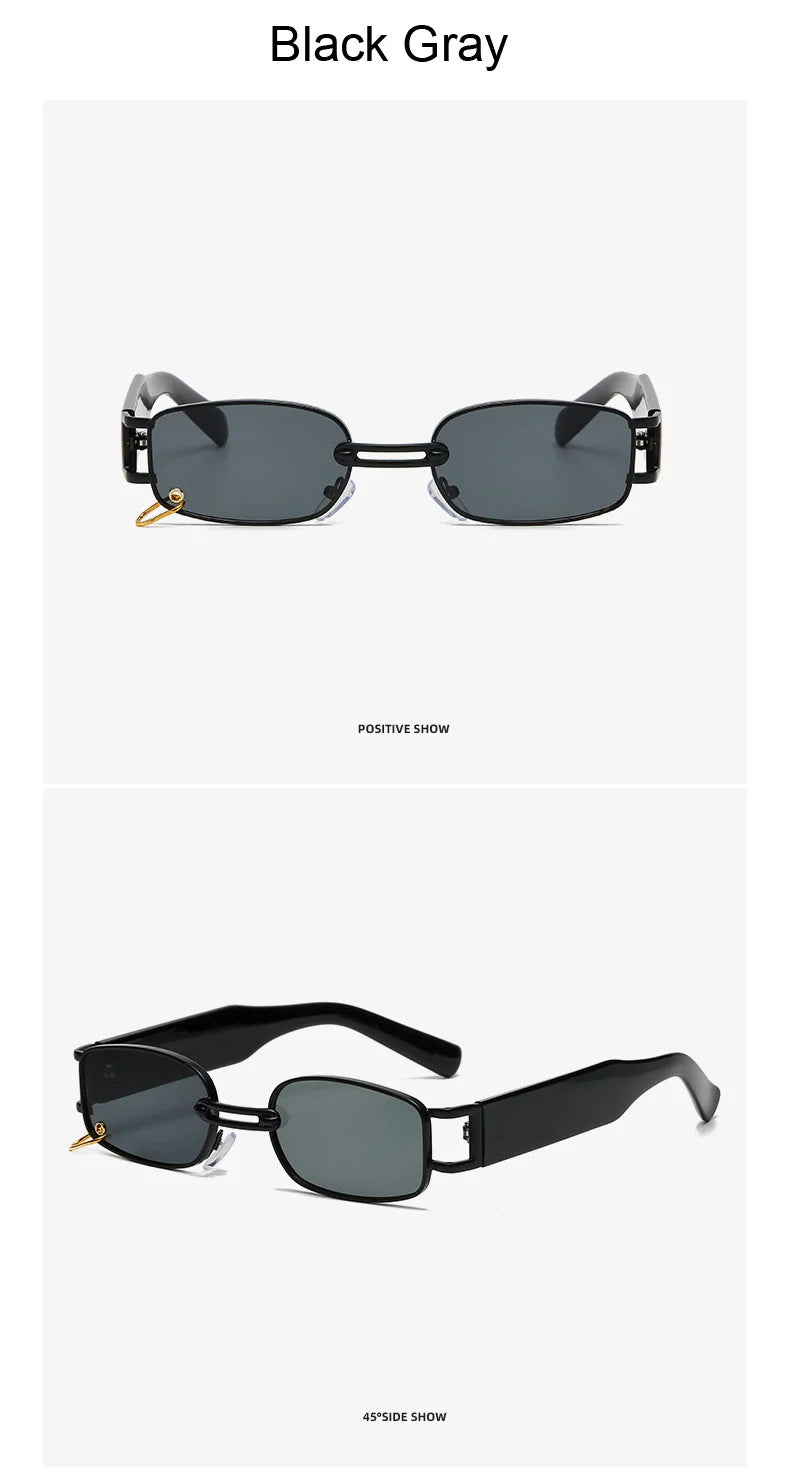 Fashion Punk Square Sunglasses Women Luxury Brand Small Frame Sun Glasses Female Rectangle Metal Mirror Oculos De Sol Feminino
