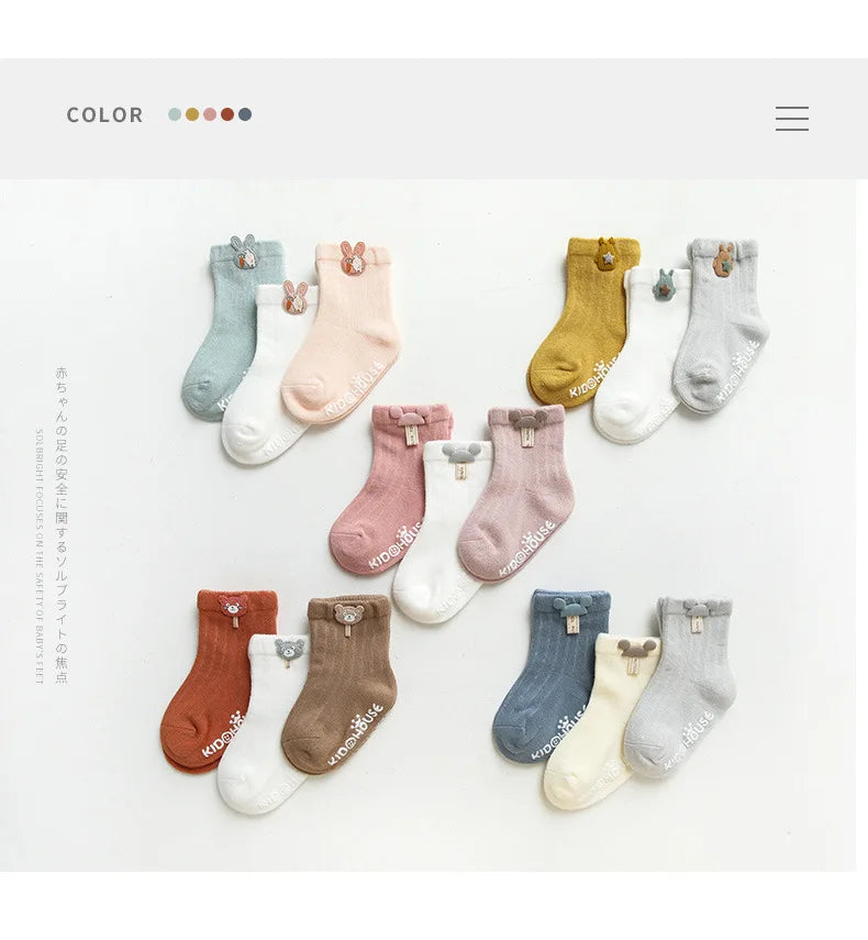 3 Pairs/Lot Infant Sock Cartoon Newborn Baby Socks Dispensing Glue Non-slip Cute Boys Girls Baby Socks Kids Sock Floor Socks
