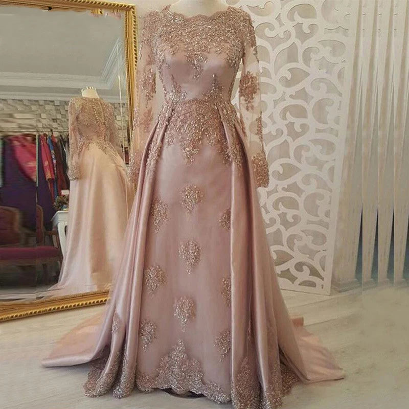 Bride Gown For Woman Illusion A-Line Bow Sashes Bridal Gowns O-Neck Satin Appliques Half Sleeves Wedding Dresses Robe De Mariée