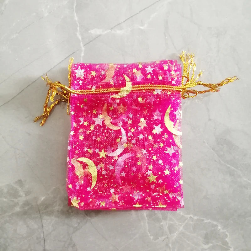 500pcs Star Moon Organza Gift Bags Small Bag for Jewelry Pouch Mini Sachet Drawstring Storage Bag Jewelry Packaging Display Bags