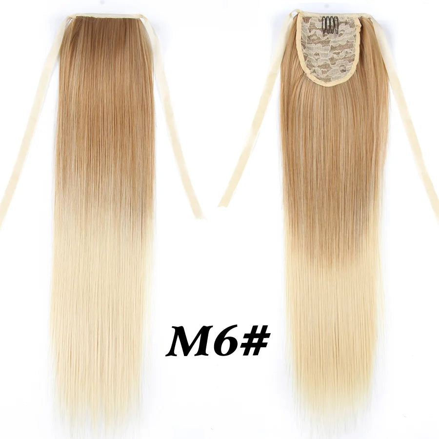 Synthetic Ponytail Long Straight Wrap Around Ponytail Hair Extension Heat-Reistant Fiber Pony Tail Fake Hairpieces For Women