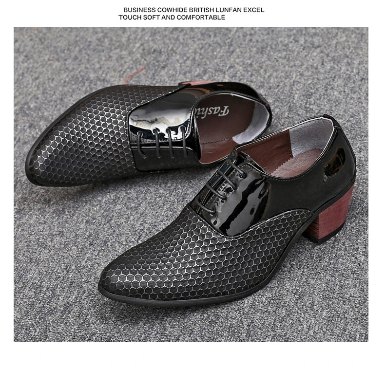 Man Dress High Heel Shoes Handmade Italian Style Party Wedding Men Shoes High Quality Leather Business Formal Elevator Shoes Men