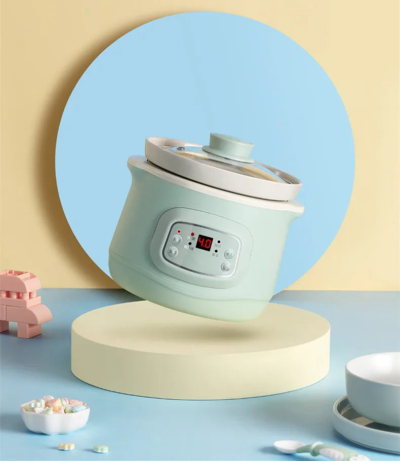 220V 1L Mini Electric Stewing Pot Ceramic Inner Multi Cooker Household Automatic Electric Slow Stewer