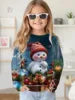 2025 Spring and Autumn Girls Korean Edition Loose Round Neck Long Sleeve T-shirt Top