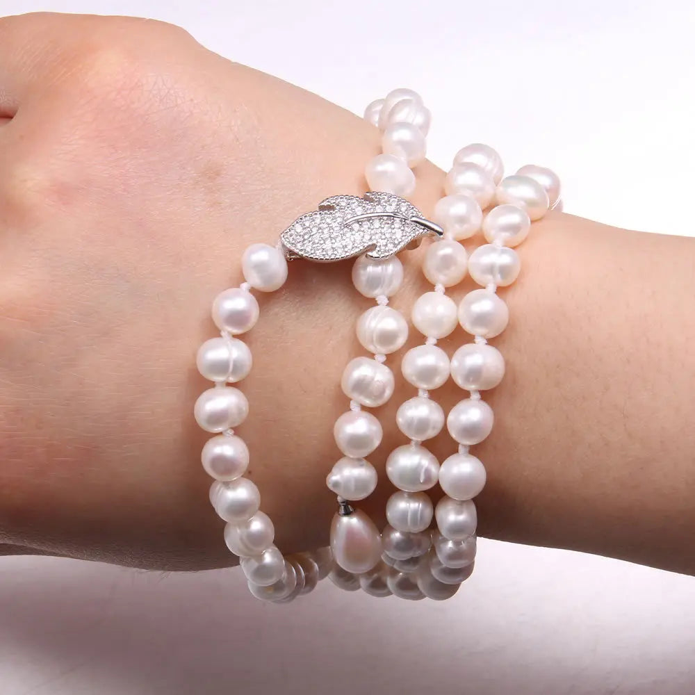 Long Pearl Necklace Sweater Chain 8-9mm Natural Freshwater Pearl Jewelry For Women Fashion Gift