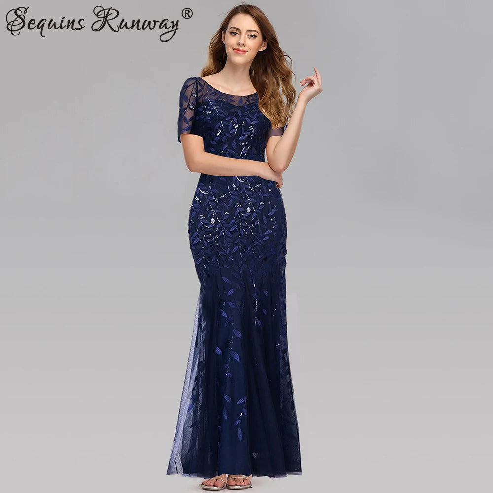 Sexy vintage Maxi Sequin cocktail Dress bridesmaid Prom Dresses for Women Casual Party Long sleeve club Bodycon Dress vestidos