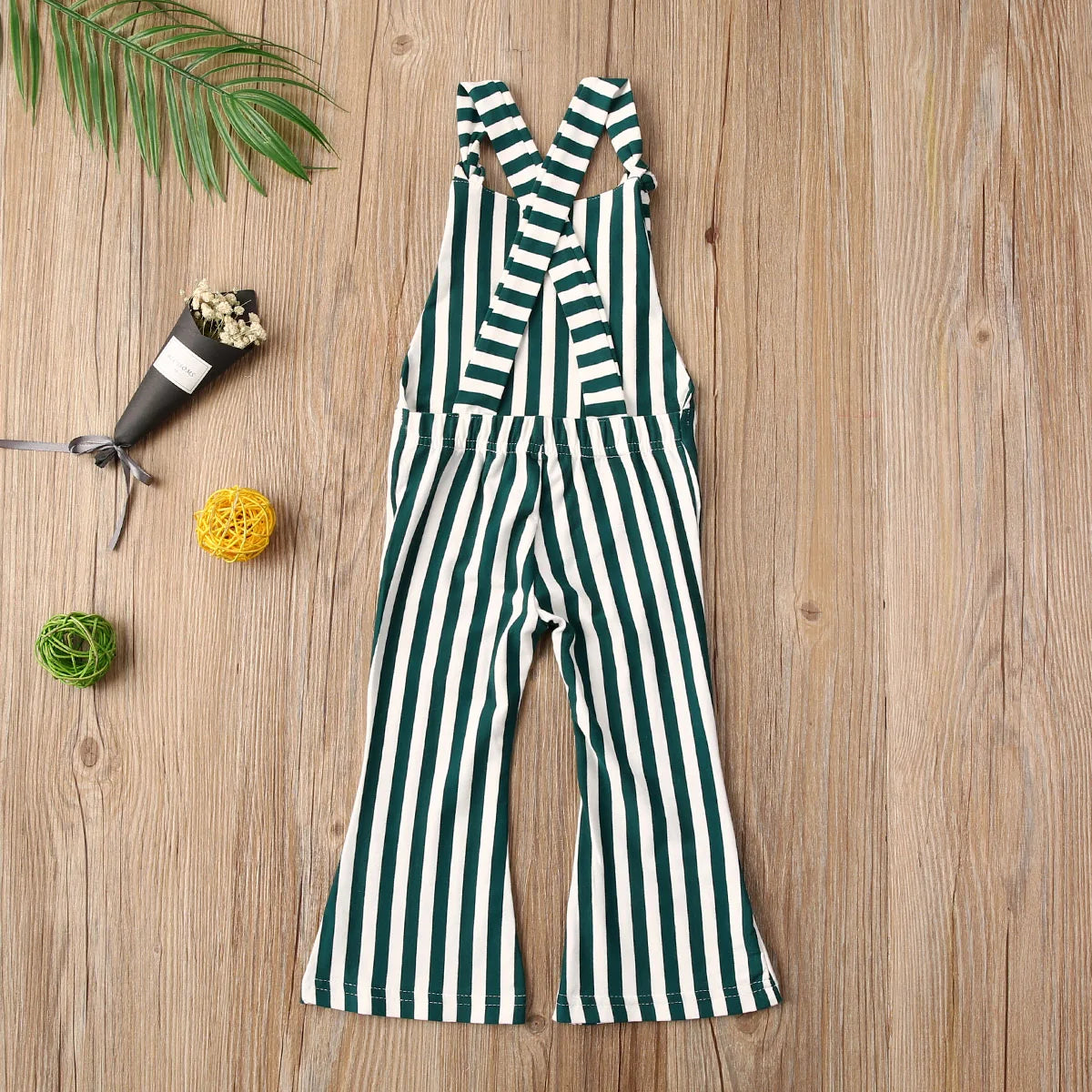 2025 New Toddler Kids Baby Girls Clothes Sleeveless Stripe Romper Jumpsuit Flare Long Pants Overalls Summer Fall Kids Clothing