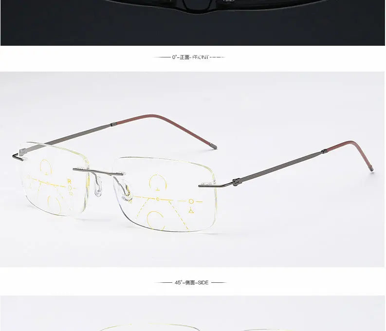 Business Frameless Progressive Multifocal Reading Glasses Men Smart Zoom Elderly Eyewear Women Anti-blue Presbyopic Glasses