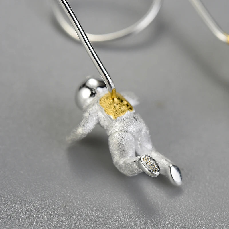 Lotus Fun Natural Stone Unusual Space Odyssey Long Tassel Dangle Earrings For Women Real 925 Sterling Silver Fashion Jewelry
