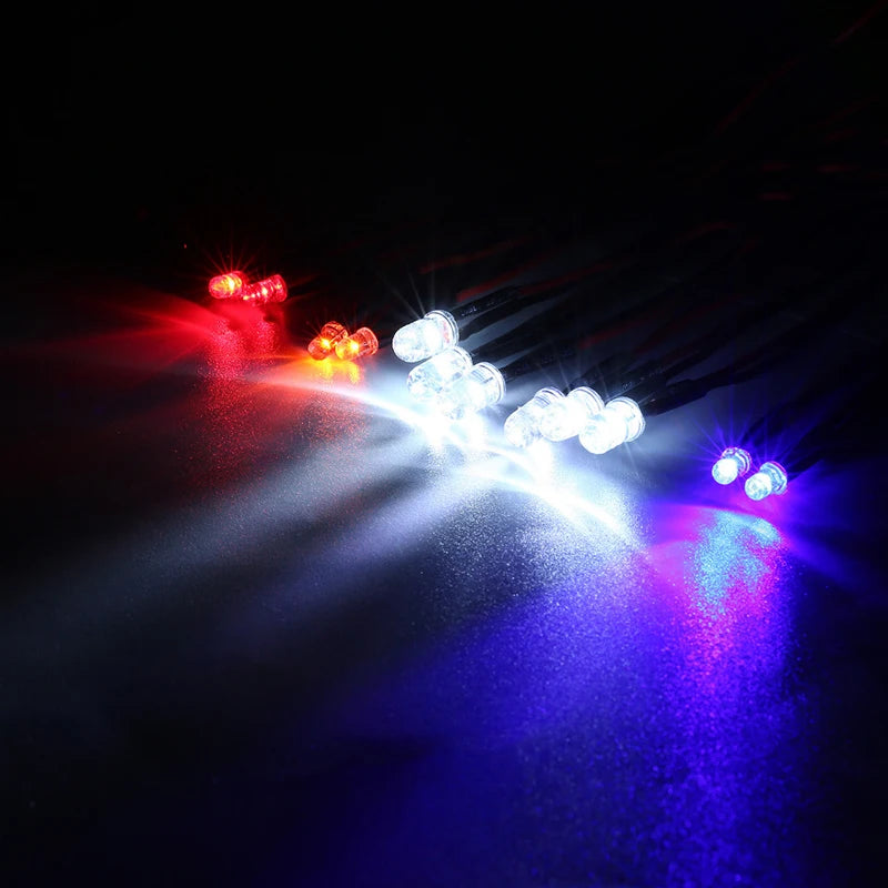 12 Ultra LED Simulation Flashing Bright Light RC Model Lights Kit System for 1/10 1/8 RC Drift HSP TAMIYA CC01 4WD RC Car Truck