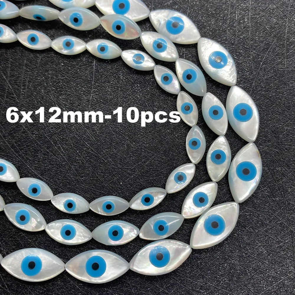 Natural Sea Shell Evil Eye Shell Beads Used for DIY Fashion Jewelry Making Necklace and Bracelet Accessories Size 5x10mm 6x12mm