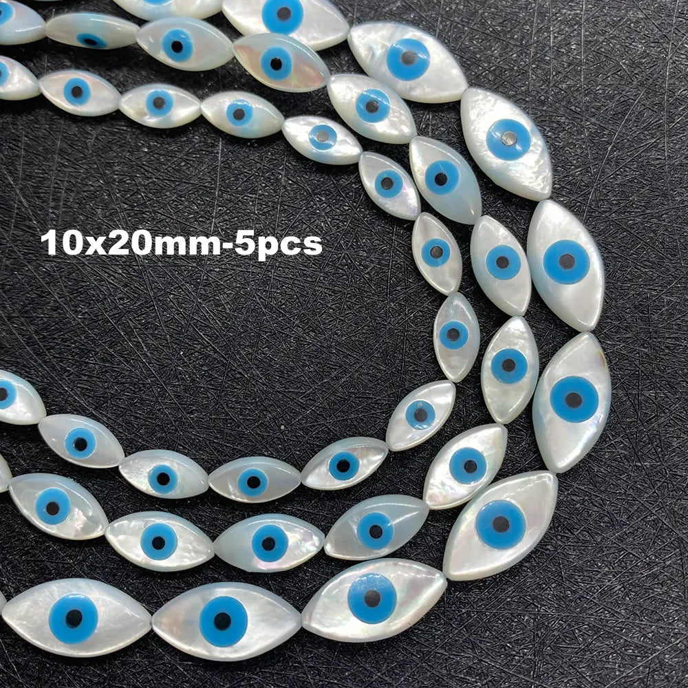Natural Sea Shell Evil Eye Shell Beads Used for DIY Fashion Jewelry Making Necklace and Bracelet Accessories Size 5x10mm 6x12mm