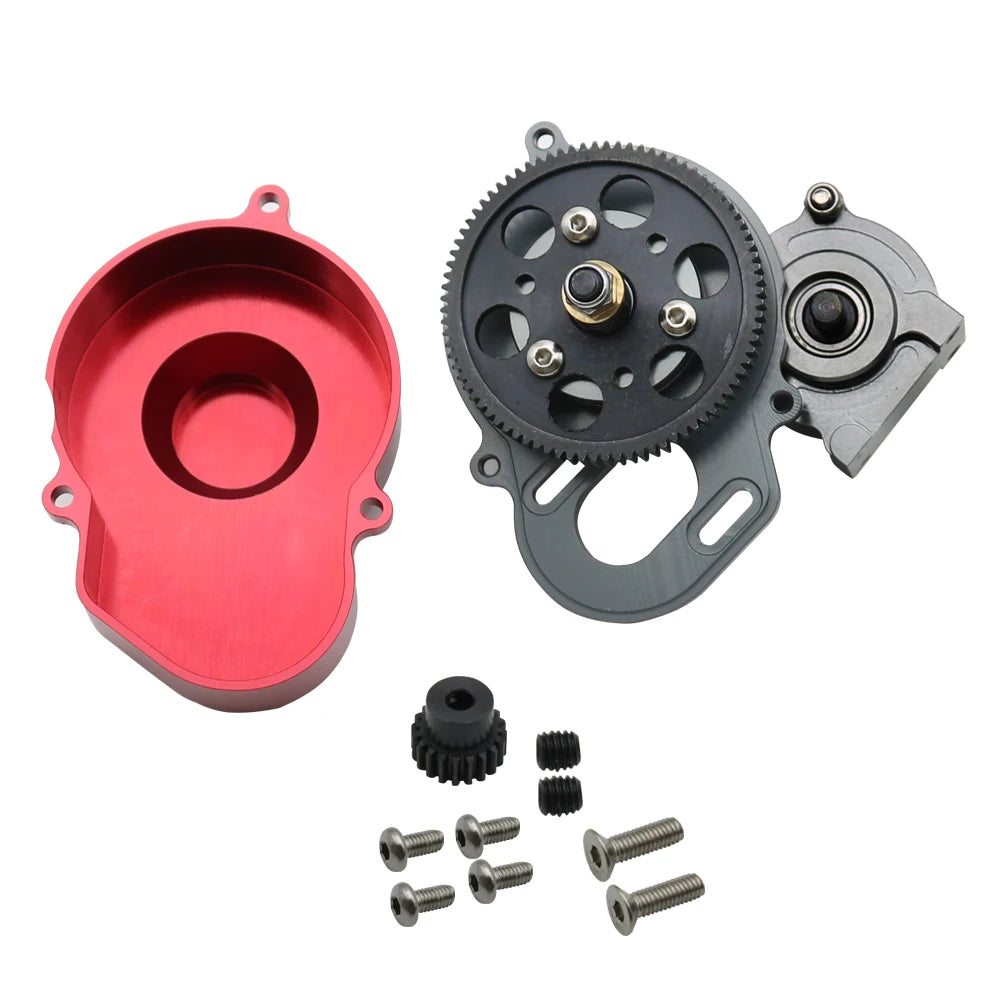 48P All Metal Transmission Gearbox with Motor Gear/Protective Cover for 1/10 RC Rock Crawler Axial SCX10 9028 90047  Truck