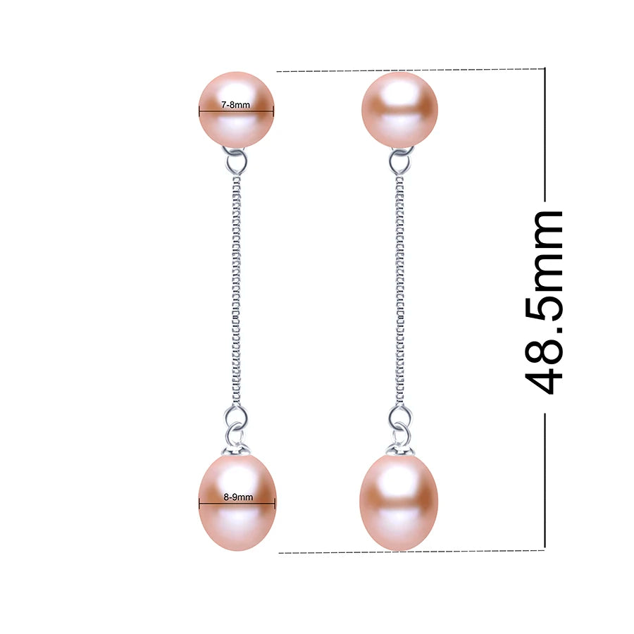 HENGSHENG New Simple 925 Sterling Silver Drop Dangle Earrings Double Natural Freshwater Pearls Fashion Jewelry For Wedding Women