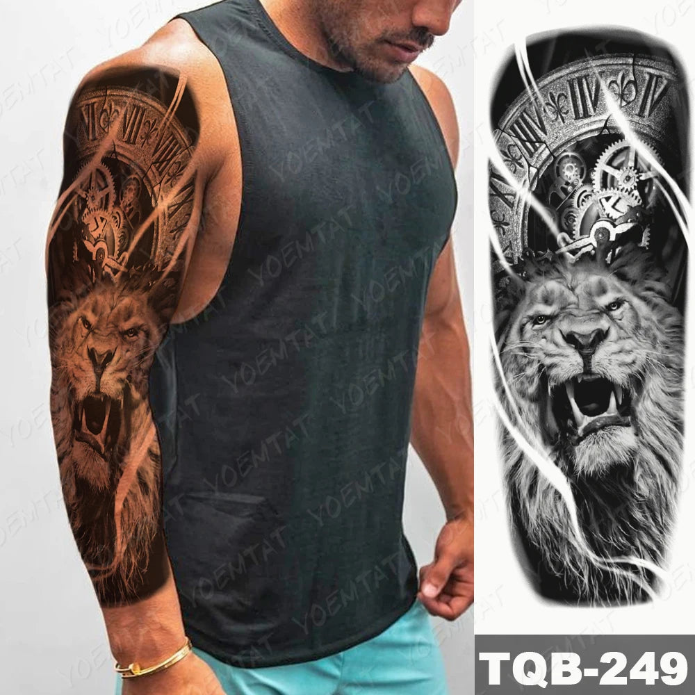 Large Arm Sleeve Tattoo Black Maori Totem Waterproof Temporary Tatto Sticker Tribal Flame Body Art Full Fake Tatoo Women Men