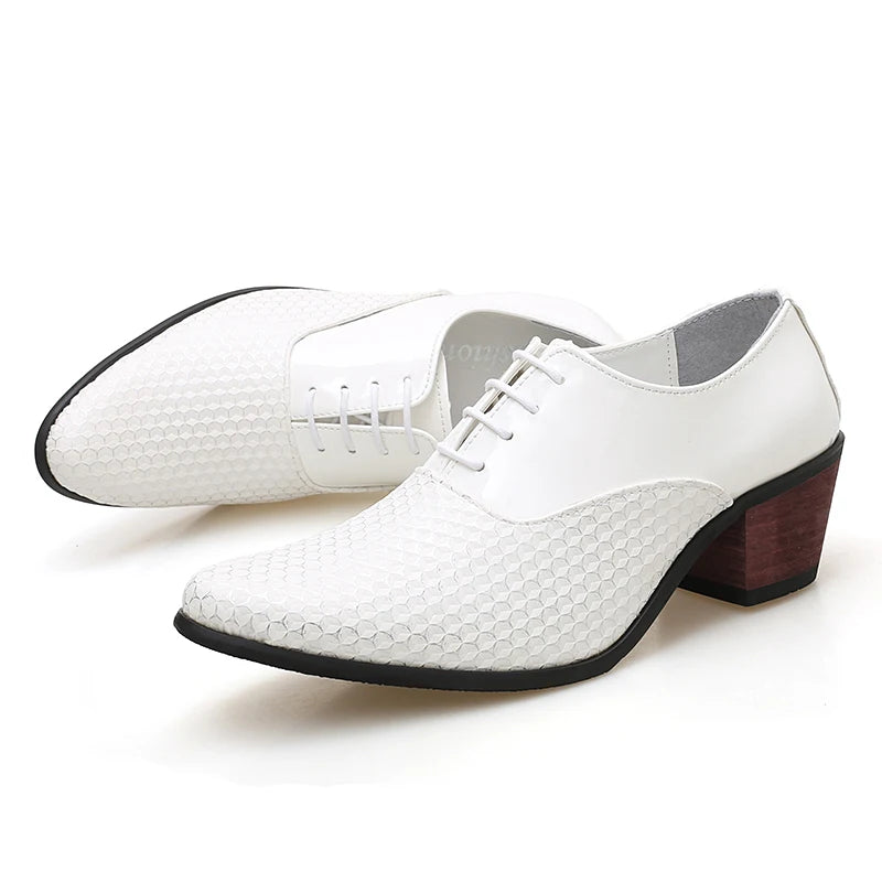 Man Dress High Heel Shoes Handmade Italian Style Party Wedding Men Shoes High Quality Leather Business Formal Elevator Shoes Men