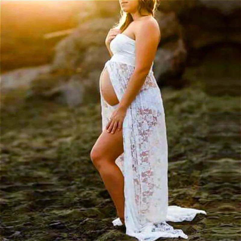 Women Pregnant Maternity Dress for Photography photo shoot Summer Lace Maxi Dress Pregnancy Maternity Clothes