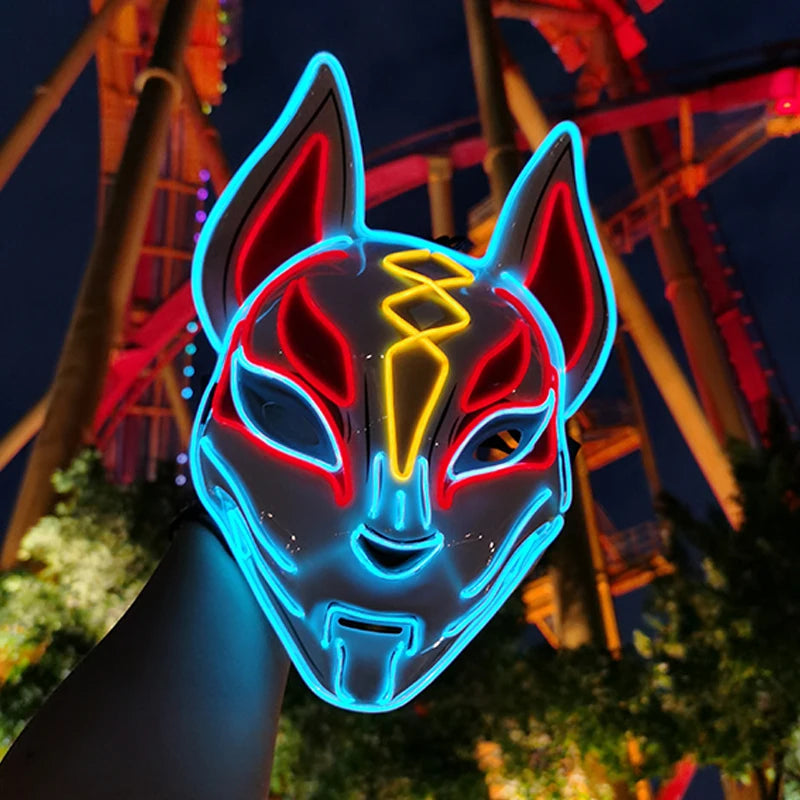 Halloween Carnival Party Costume Decoration Luminous LED Mask Halloween Mask LED Maske Light Up Party Masks for Glow Party