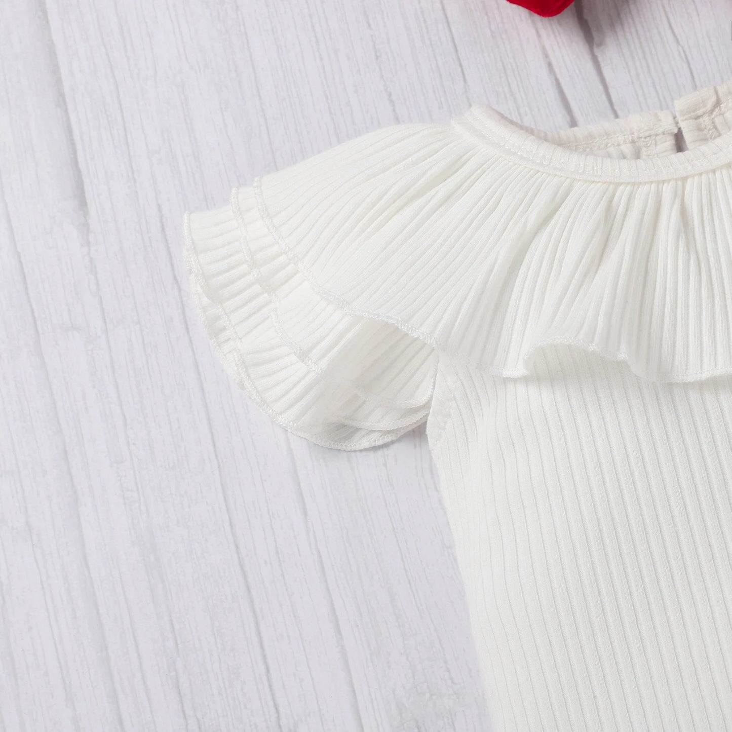 Newborn 3Pcs Summer Outfit Set Infant Ribbed Flying Sleeve Ruffled Romper Velvet Suspender Skirt Hair Band for Baby Summer