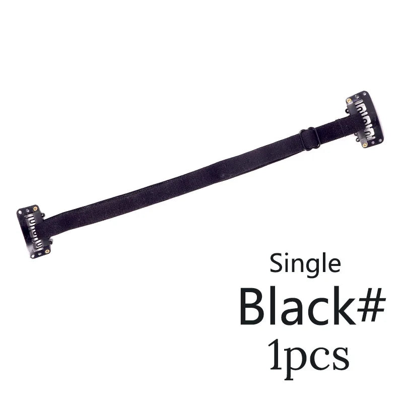 Black Blonde Lifed Eyes Band With Clips Adjustable Long Size Elastic Band For Hair Clip Stretch Straps Rubber Band With Clip
