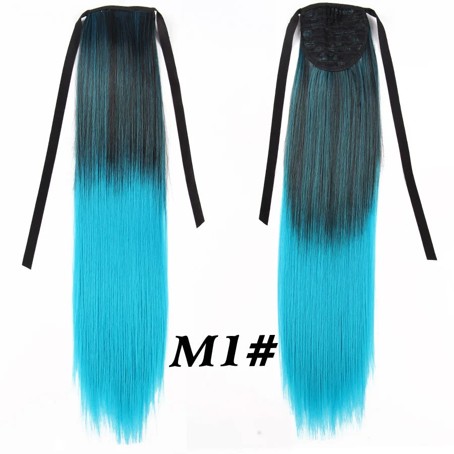 Synthetic Ponytail Long Straight Wrap Around Ponytail Hair Extension Heat-Reistant Fiber Pony Tail Fake Hairpieces For Women