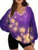 Starry Sky Gradient Pattern Printed Women's Versatile Fashion High Quality V-neck Hoodie 2025 New Edition