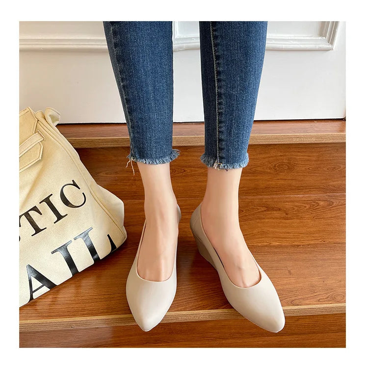 Wedges High heels jelly sandals women solid candy sandales pointed toe summer rain shoes ladies waterproof pvc sandalias 2021