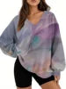 Starry Sky Gradient Pattern Printed Women's Versatile Fashion High Quality V-neck Hoodie 2025 New Edition