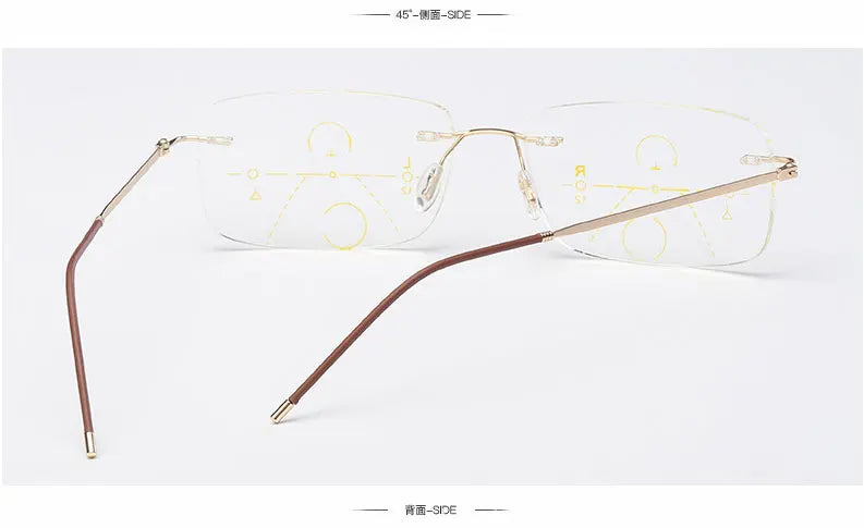 Business Frameless Progressive Multifocal Reading Glasses Men Smart Zoom Elderly Eyewear Women Anti-blue Presbyopic Glasses