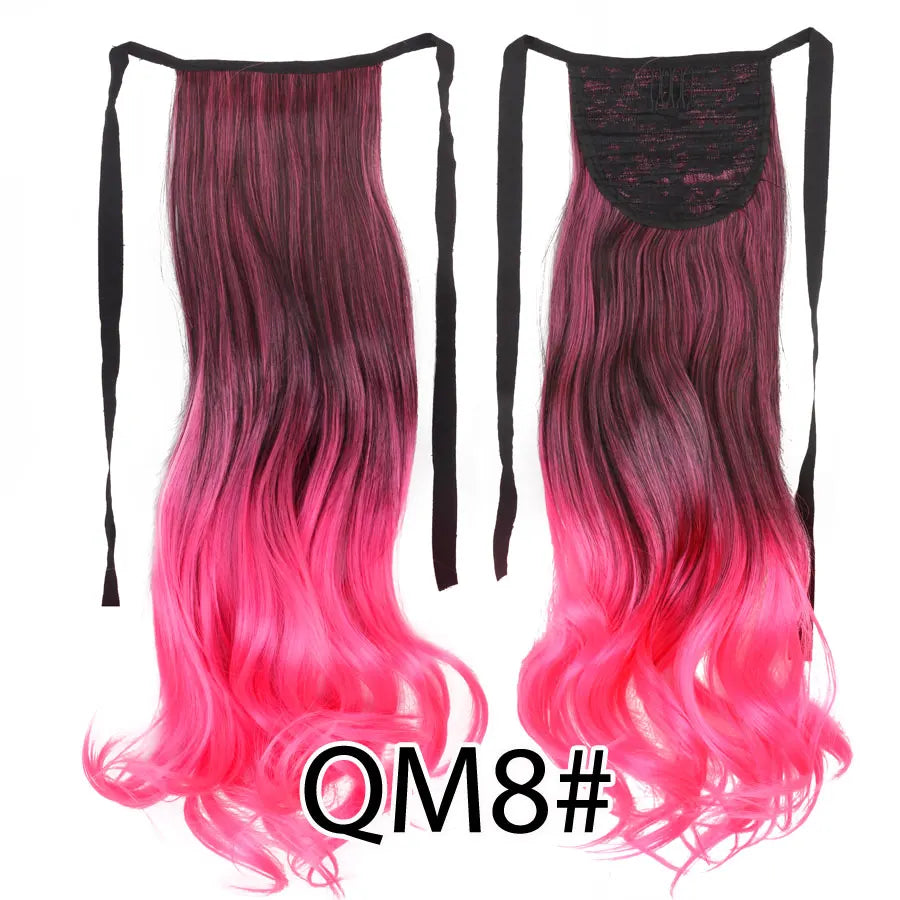 Synthetic Ponytail Long Straight Wrap Around Ponytail Hair Extension Heat-Reistant Fiber Pony Tail Fake Hairpieces For Women